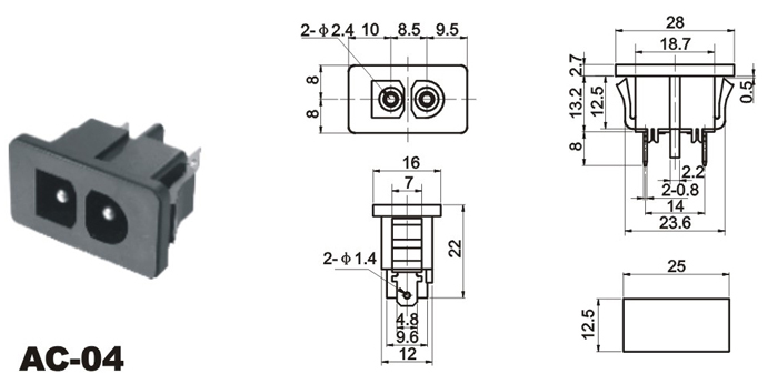 BA-AC-04 cheap ac power sockets