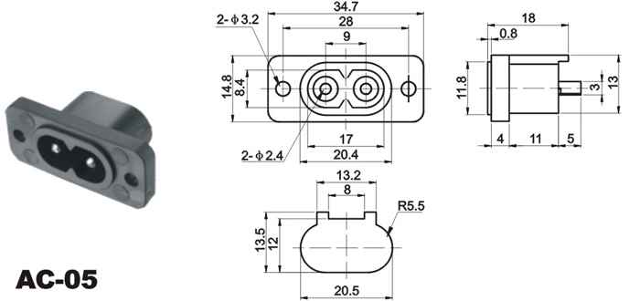 BA-AC-05 cheap ac power sockets