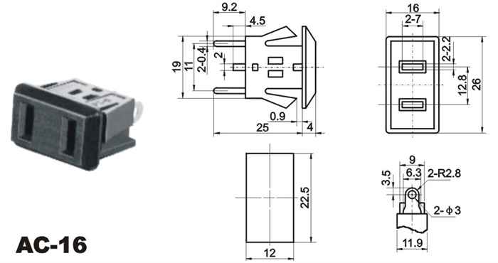 BA-AC-16 cheap ac power sockets
